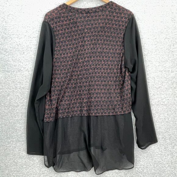 Simply Vera Wang Blouse Womens Extra Large Colorblock Sheer Hem Career NEW - Picture 3 of 12